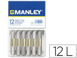 12 lápices cera blanda Manley unicolor plata nº75